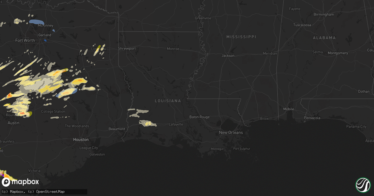 Hail map in Louisiana on April 30, 2025
