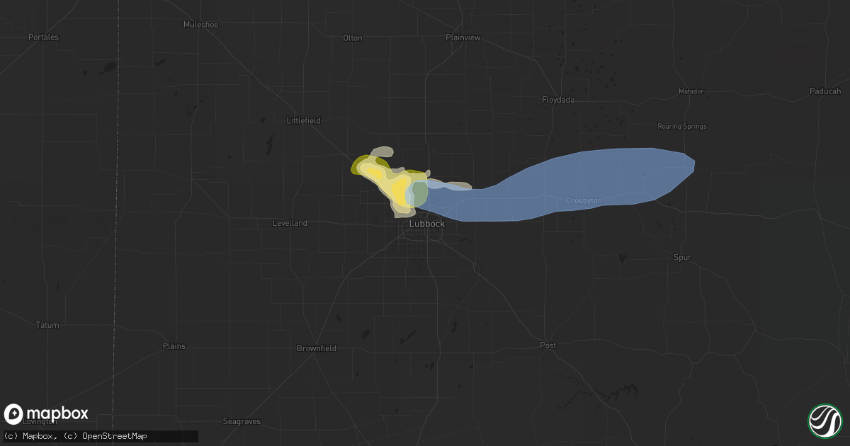 Hail map in Lubbock, TX on April 30, 2025