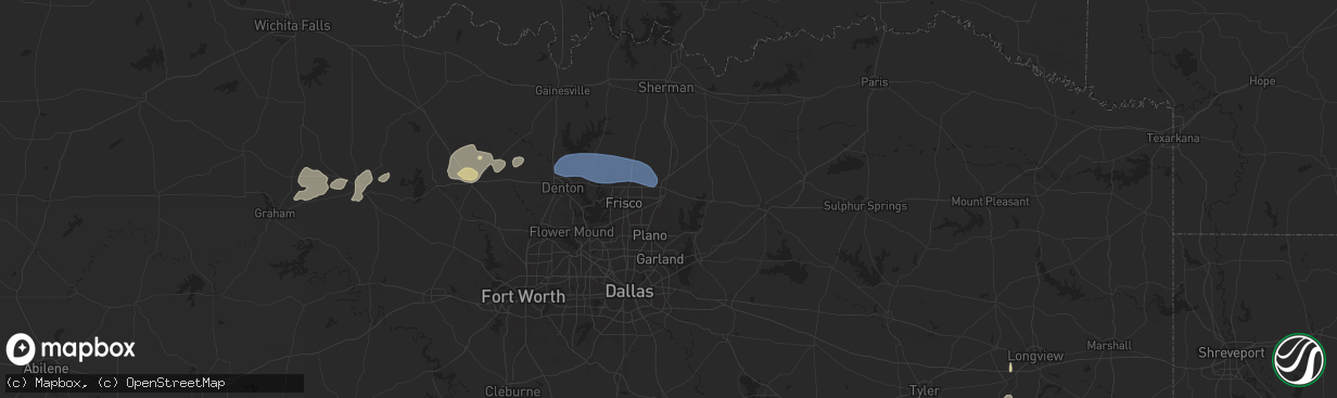 Hail map in Mckinney, TX on April 30, 2025