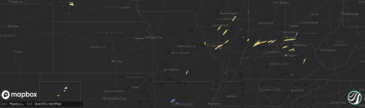 Hail map in Missouri on April 30, 2025