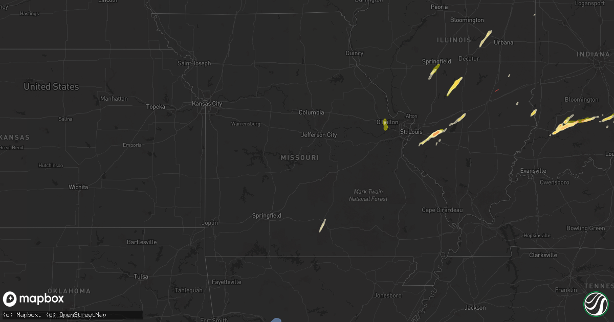 Hail map in Missouri on April 30, 2025