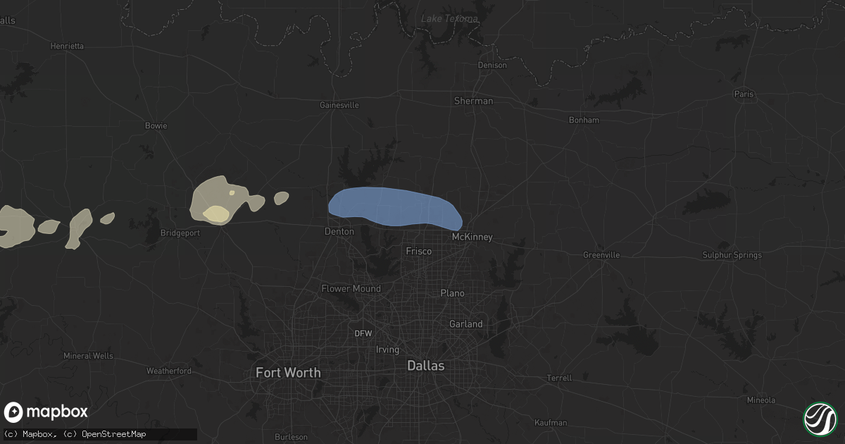 Hail map in Prosper, TX on April 30, 2025