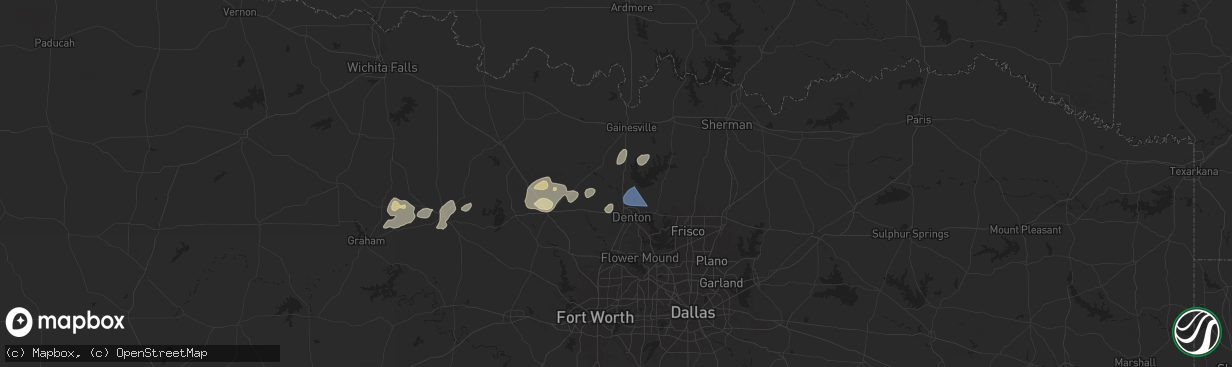 Hail map in Sanger, TX on April 30, 2025