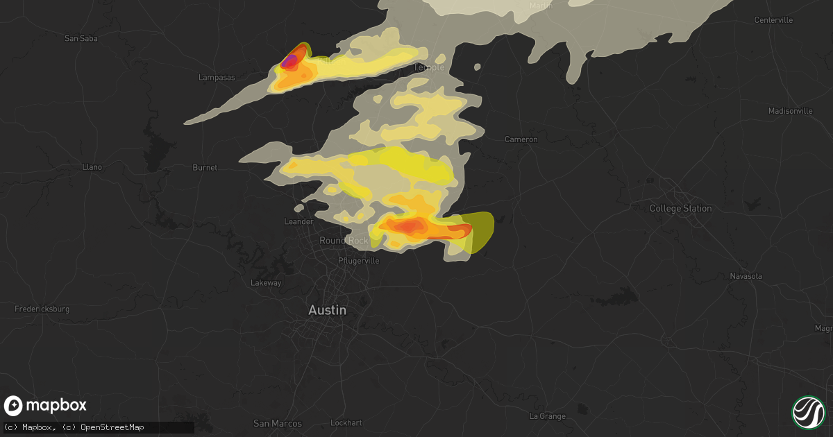 Hail map in Taylor, TX on April 30, 2025