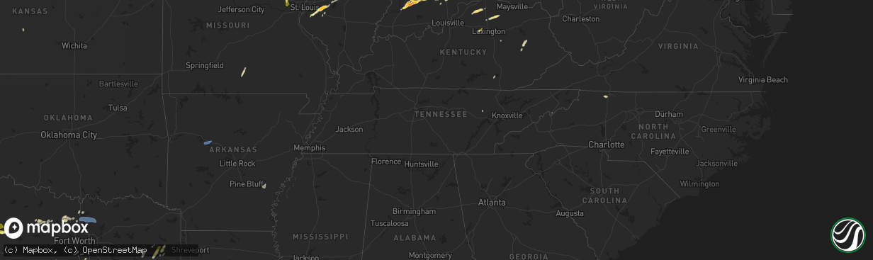 Hail map in Tennessee on April 30, 2025