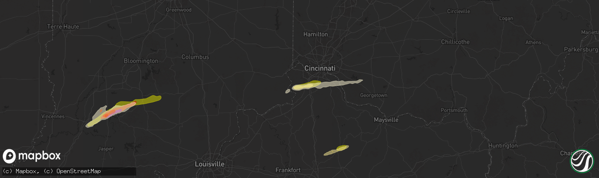 Hail map in Union, KY on April 30, 2025