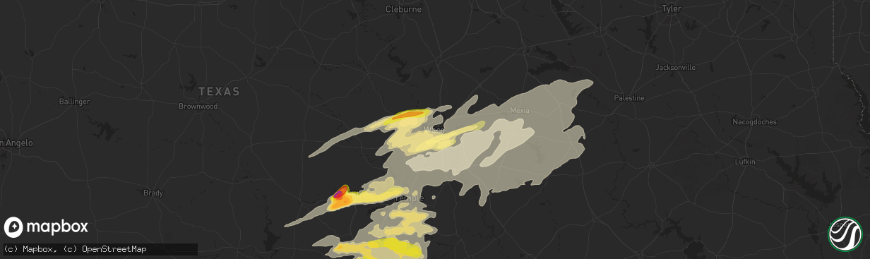 Hail map in Waco, TX on April 30, 2025