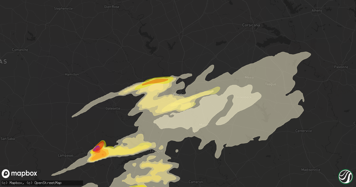 Hail map in Waco, TX on April 30, 2025