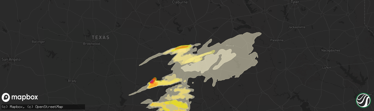 Hail map in Woodway, TX on April 30, 2025