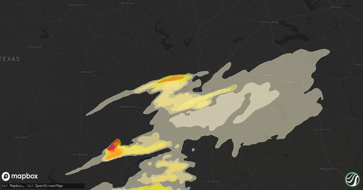 Hail map in Woodway, TX on April 30, 2025