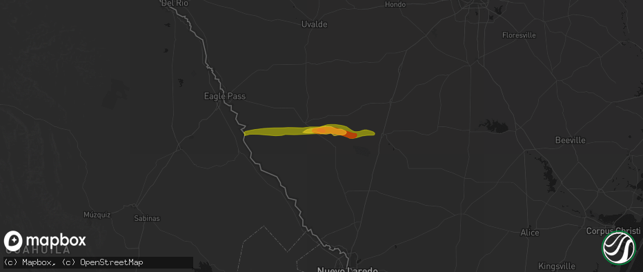 Hail map in Asherton, TX on April 30, 2026