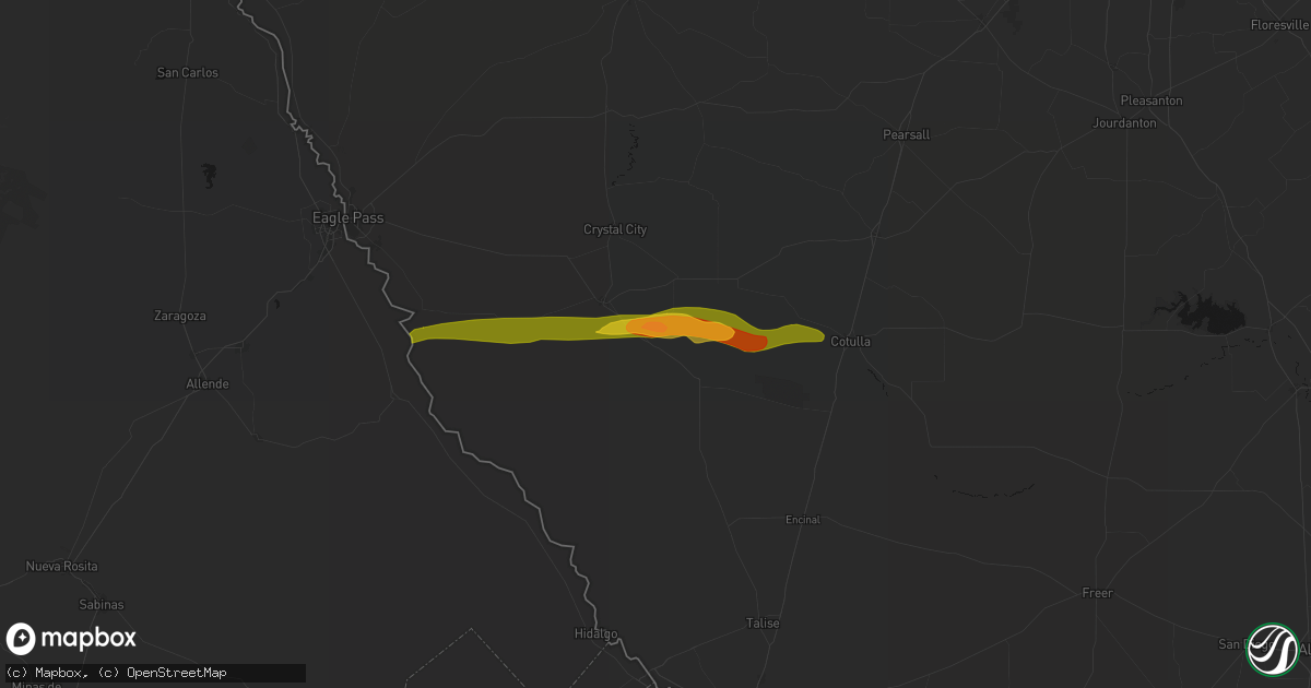 Hail map in Asherton, TX on April 30, 2026