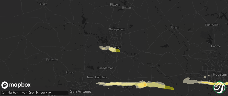 Hail map in Austin, TX on April 30, 2026