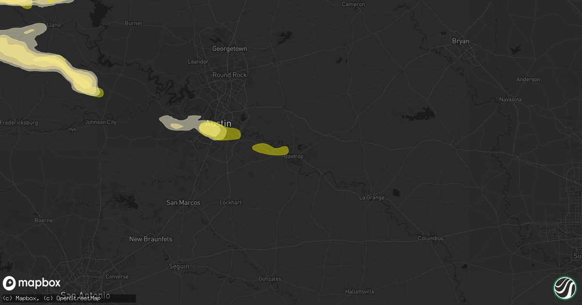 Hail map in Bastrop, TX on April 30, 2026