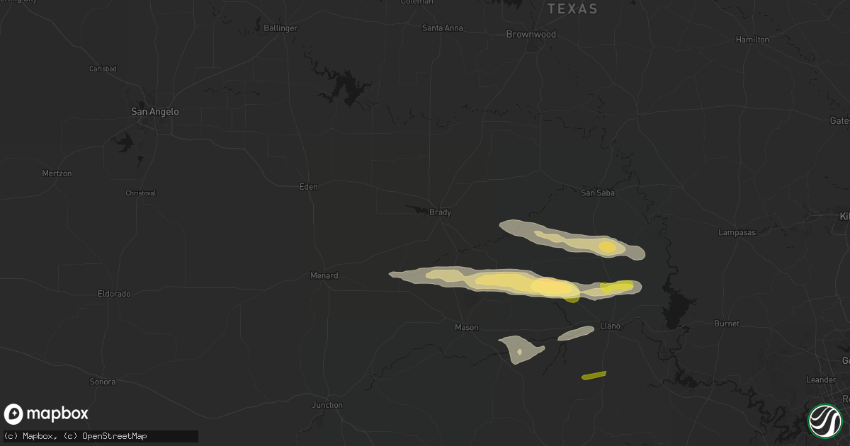 Hail map in Brady, TX on April 30, 2026