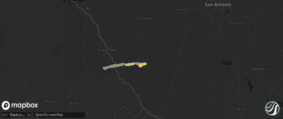 Hail map in Carrizo Springs, TX on April 30, 2026