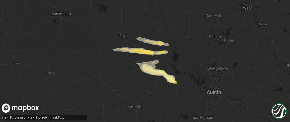 Hail map in Castell, TX on April 30, 2026