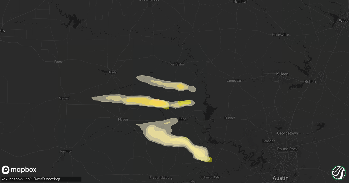 Hail map in Cherokee, TX on April 30, 2026
