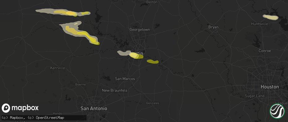 Hail map in Del Valle, TX on April 30, 2026