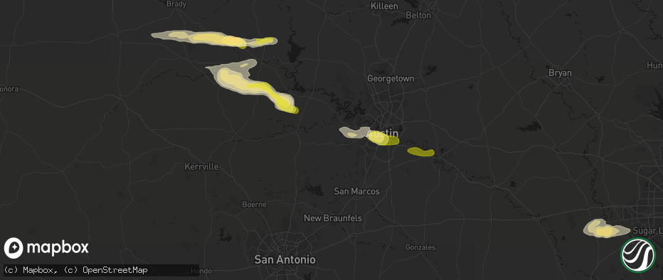 Hail map in Dripping Springs, TX on April 30, 2026