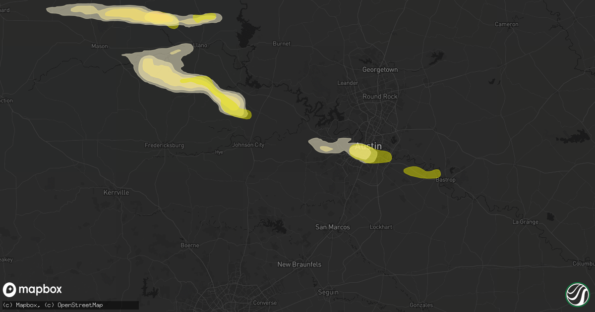 Hail map in Dripping Springs, TX on April 30, 2026