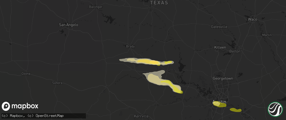 Hail map in Fredonia, TX on April 30, 2026