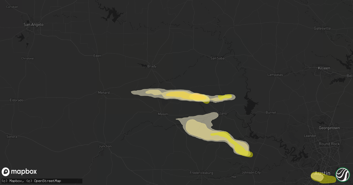 Hail map in Fredonia, TX on April 30, 2026