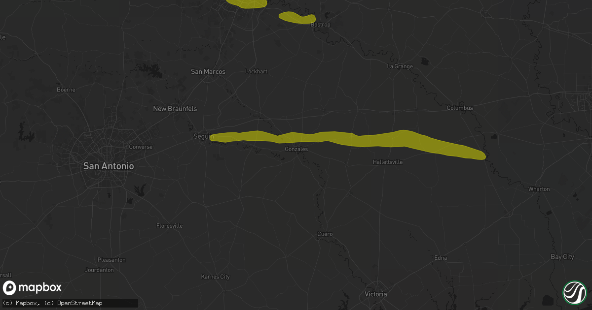 Hail map in Gonzales, TX on April 30, 2026