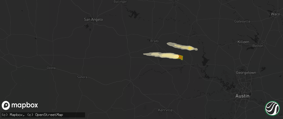 Hail map in Hext, TX on April 30, 2026