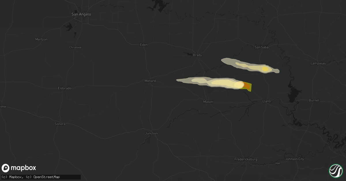 Hail map in Hext, TX on April 30, 2026
