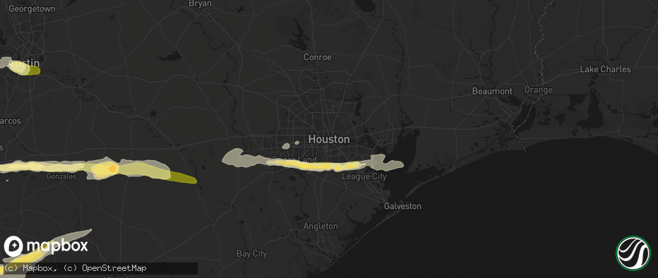 Hail map in Houston, TX on April 30, 2026