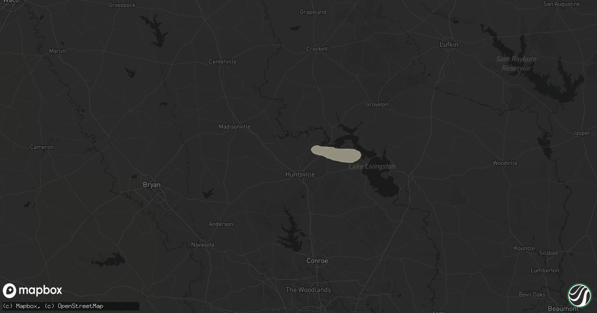 Hail map in Huntsville, TX on April 30, 2026