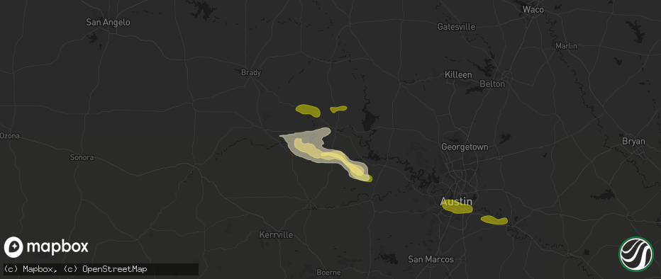 Hail map in Llano, TX on April 30, 2026