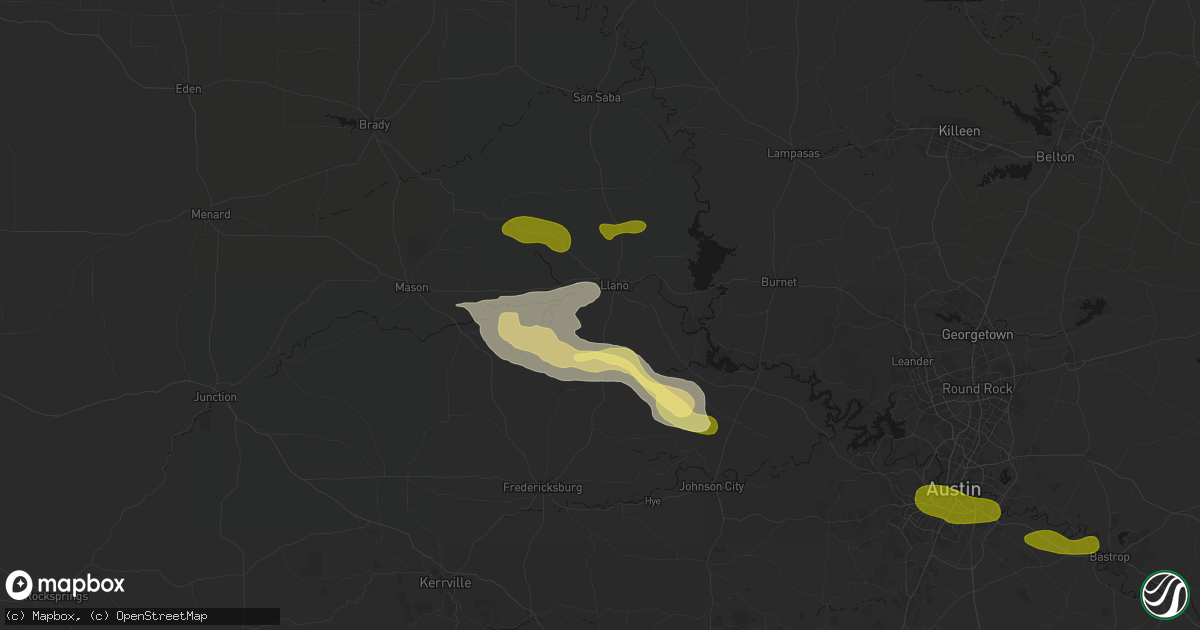Hail map in Llano, TX on April 30, 2026
