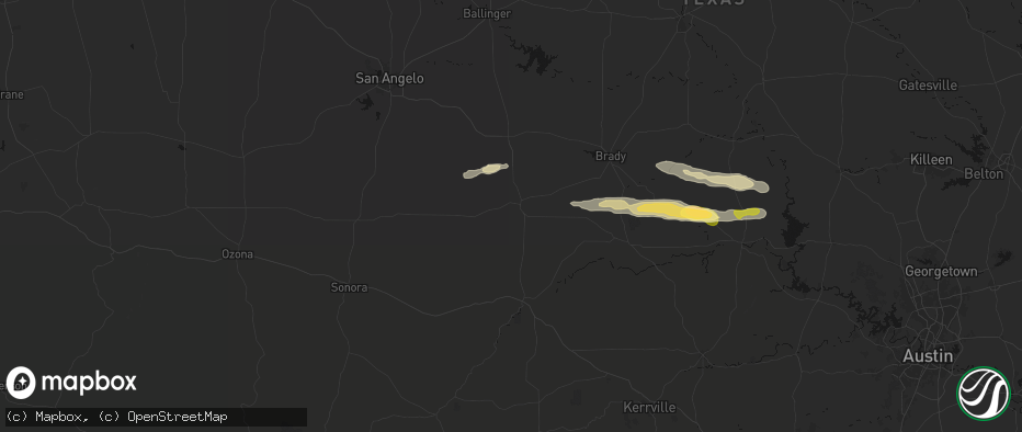 Hail map in Menard, TX on April 30, 2026
