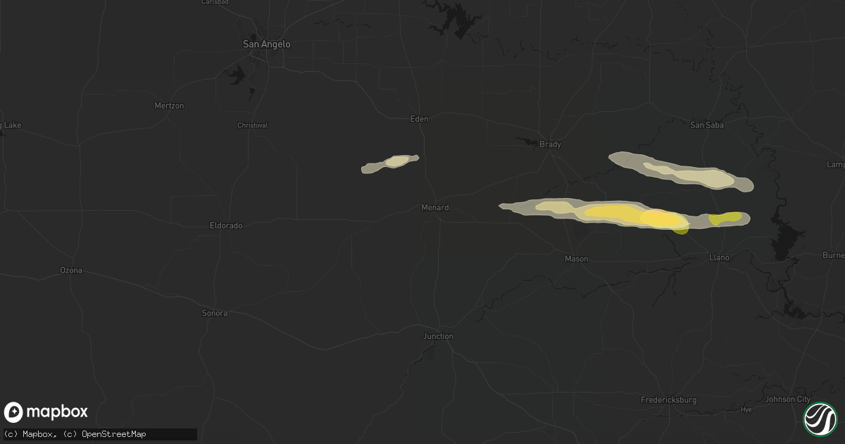 Hail map in Menard, TX on April 30, 2026