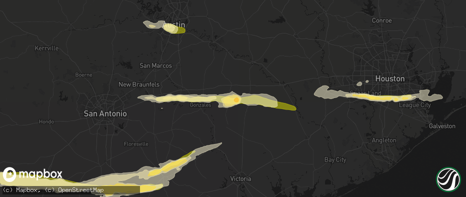 Hail map in Moulton, TX on April 30, 2026
