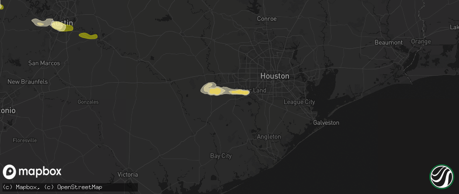 Hail map in Rosenberg, TX on April 30, 2026