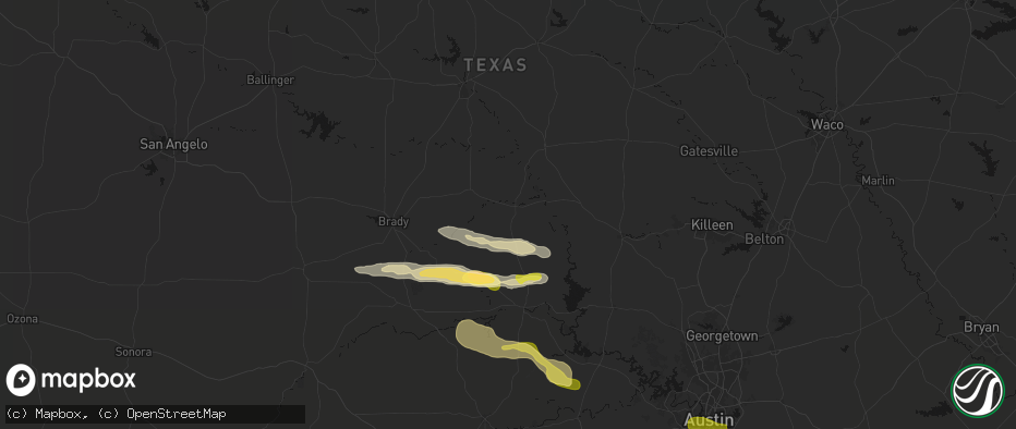 Hail map in San Saba, TX on April 30, 2026