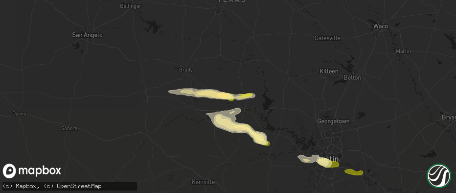 Hail map in Valley Spring, TX on April 30, 2026