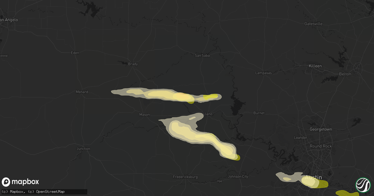 Hail map in Valley Spring, TX on April 30, 2026