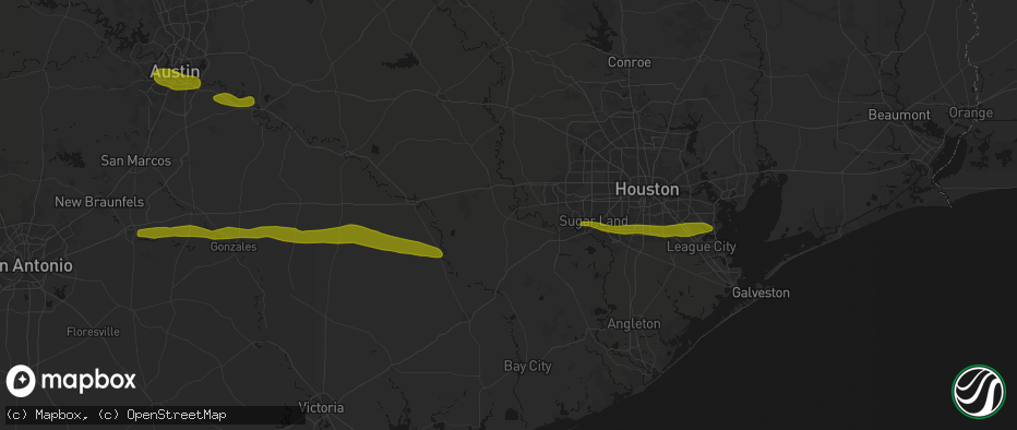 Hail map in Wallis, TX on April 30, 2026