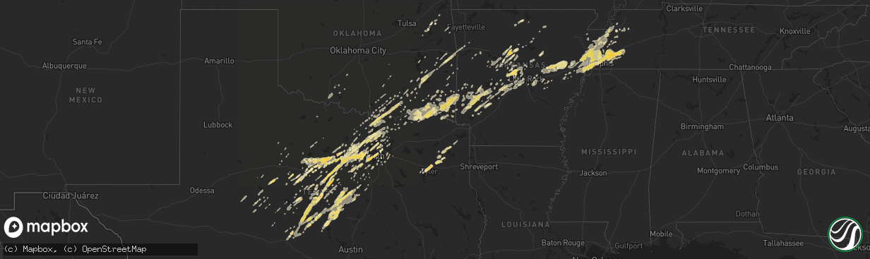 Hail map in Tennessee on May 1, 2011
