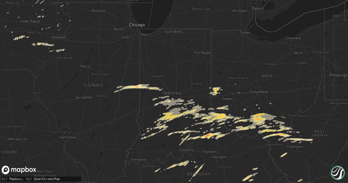Hail map in Indiana on May 1, 2012