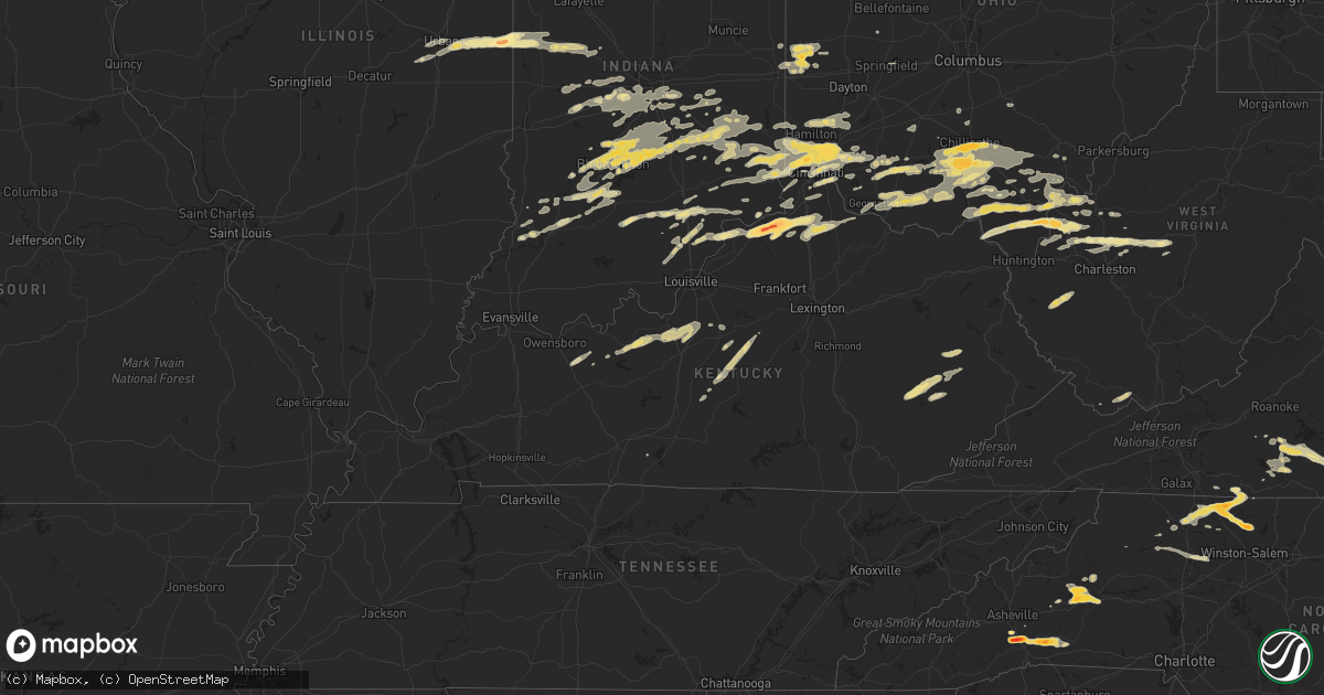 Hail map in Kentucky on May 1, 2012