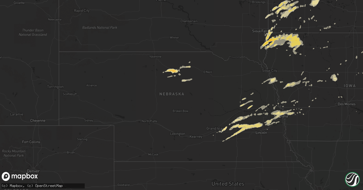 Hail map in Nebraska on May 1, 2012