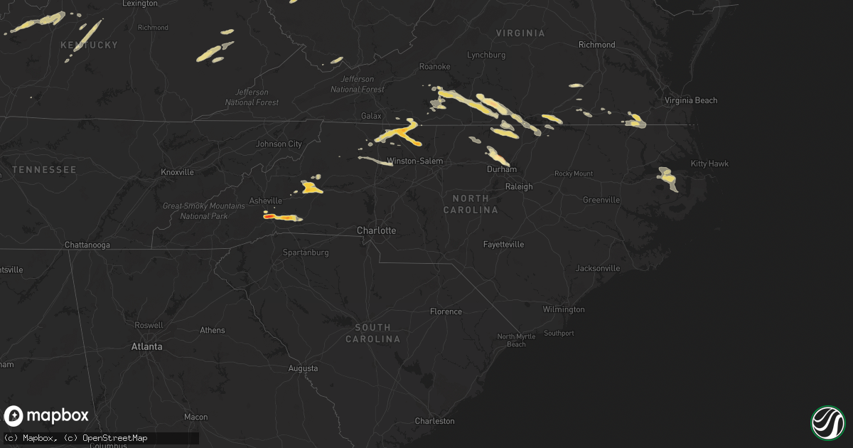 Hail map in North Carolina on May 1, 2012