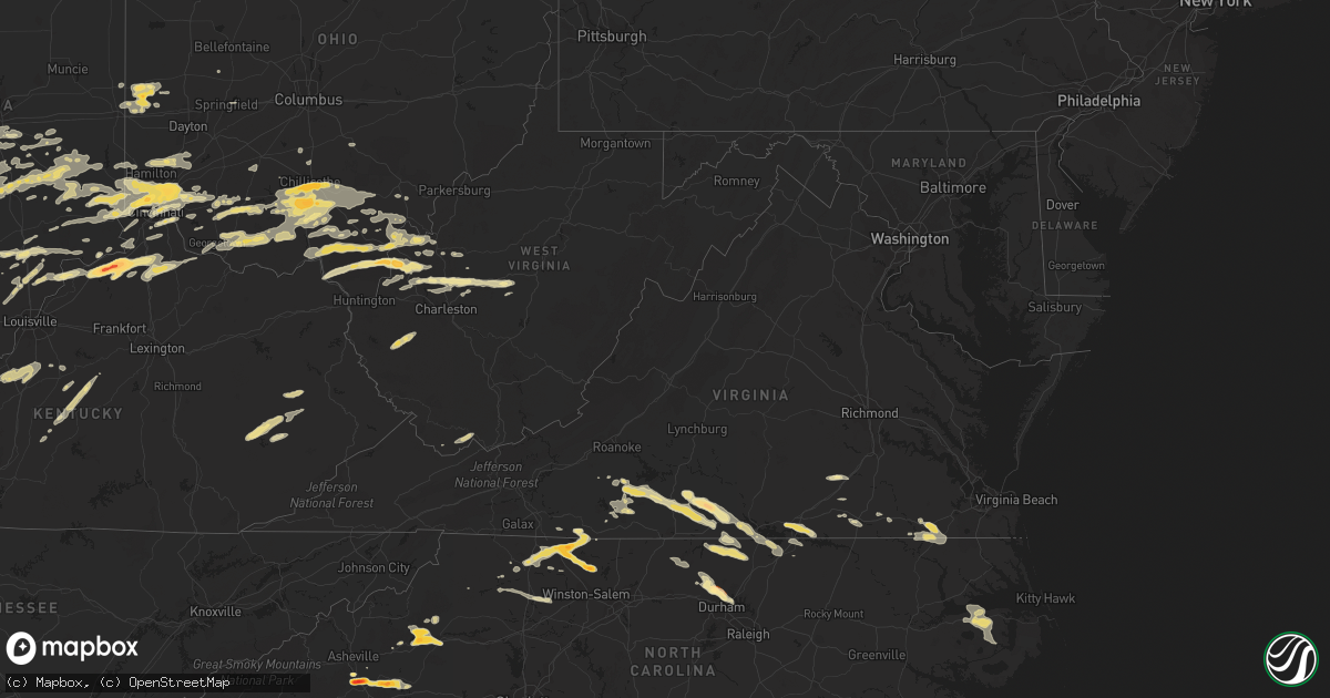 Hail map in Virginia on May 1, 2012
