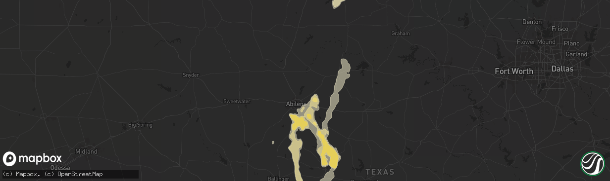 Hail map in Abilene, TX on May 1, 2013