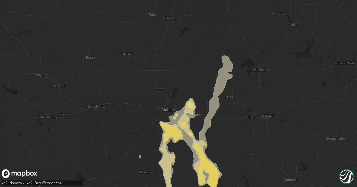 Hail map in Abilene, TX on May 1, 2013